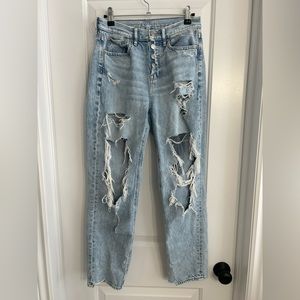 AMERICAN EAGLE 90s BOYFRIEND JEANS, light wash, size 0 Reg